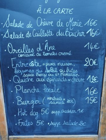 Menu à la carte